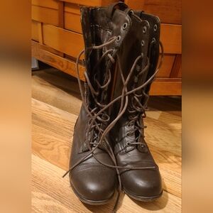 Bamboo Leather Zip-Up Combat Boot Sz.37